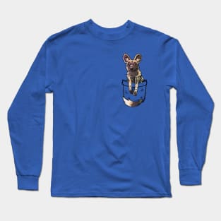 Pocket Cute African Wild Dog Wildlife Long Sleeve T-Shirt